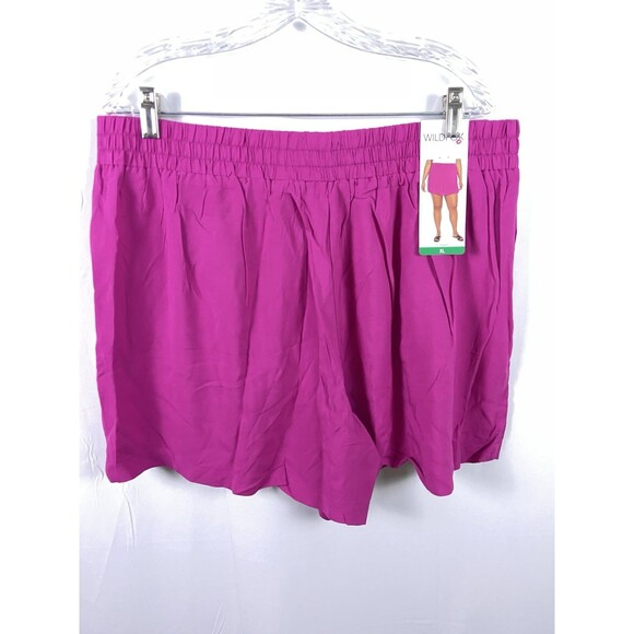 Wild fox Women’s Pink Rayon Shorts Sz M Pull On 5” Inseam Stretch Flat Front - Picture 7 of 13